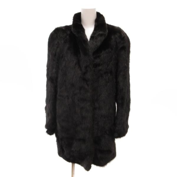 ノーブランド ファーコート ミンク 毛皮 ハーフ丈 13 黒 ブラック /JS ■GY18 レディー...