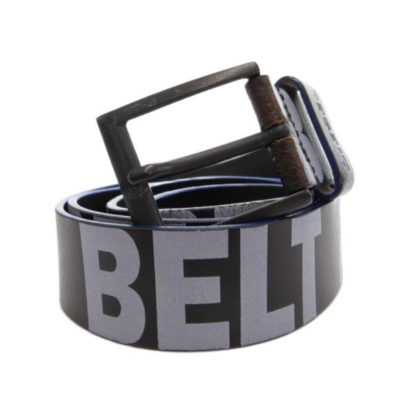 ディーゼル DIESEL ベルト レザー ロゴ 総柄 プリント 黒 ブラック /FF ■GY18 メ...