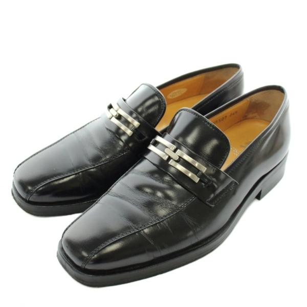バーバリー BURBERRY ビットローファー ビジネスシューズ レザー スクエアトゥ 24.5cm...