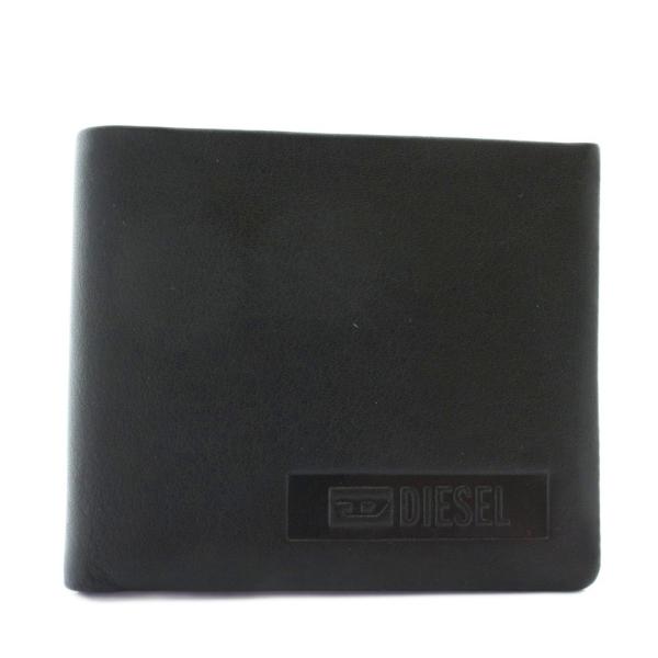 ディーゼル DIESEL SPARE PARTS 財布 二つ折り レザー ロゴ 型押し 黒 ブラック...
