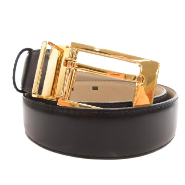 ダンヒル dunhill ベルト バックル ロゴ レザー ゴールドカラー金具 黒 ブラック /FF ...