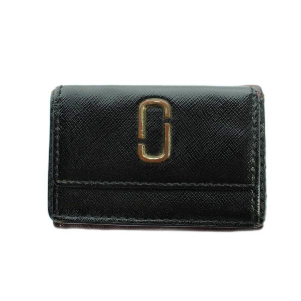 マークジェイコブス MARC JACOBS 三つ折り財布 ウォレット ロゴ ミニ レザー 黒 ブラッ...