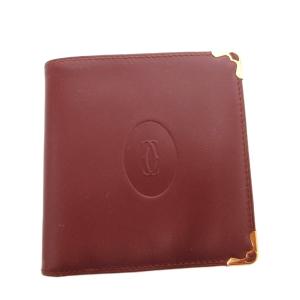 カルティエ Cartier マストライン 二つ折り財布 ウォレット 小銭入れあり レザー ボルドー /FF ■GY18 レディース