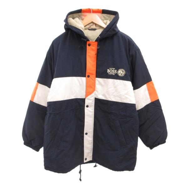 SUNTORY BOSS ベンチコート ジャケット 中綿 ロゴ刺繍 紺 ネイビー オレンジ /JS ...