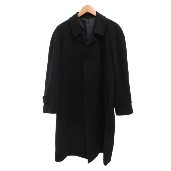 ジョン ピアース JOHN PEARSE ステンカラーコート ロング カシミヤ メルトン 紺 ネイビ...