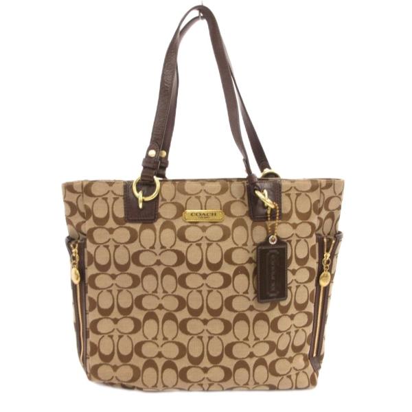 コーチ COACH F19388 トートバッグ シグネチャー キャンバス レザー 茶 ブラウン ベー...