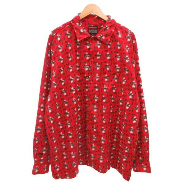 FUBU 総柄シャツ ロゴ Y2K 長袖 XXL 赤 レッド /JS ■GY18 メンズ