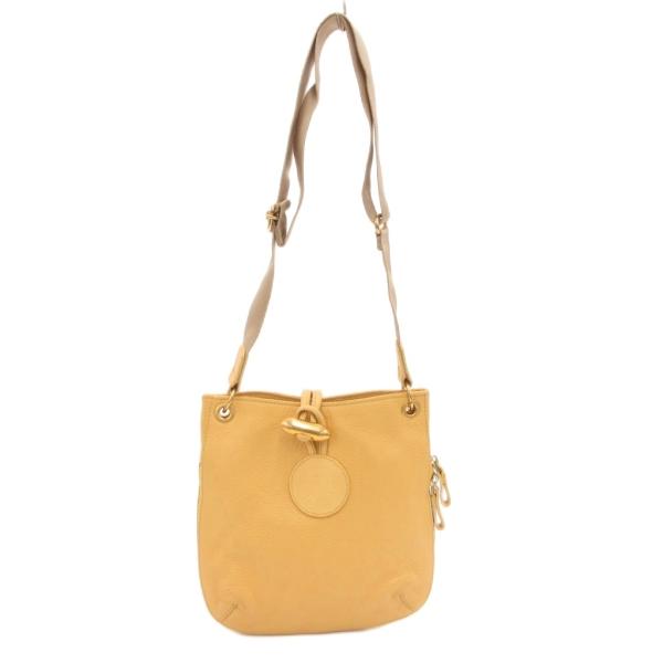 ハンティングワールド HUNTING WORLD ショルダーバッグ レザー 型押しロゴ 黄 イエロー...