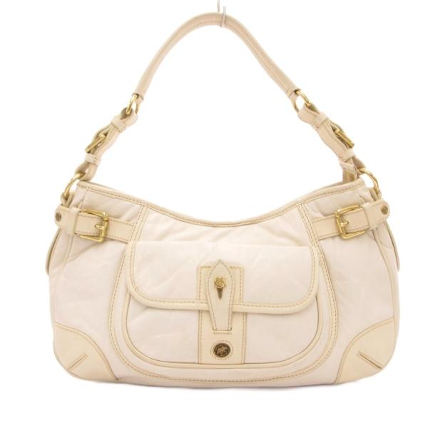 ハンティングワールド HUNTING WORLD ショルダーバッグ レザー しわ加工 ロゴ 白 ホワ...