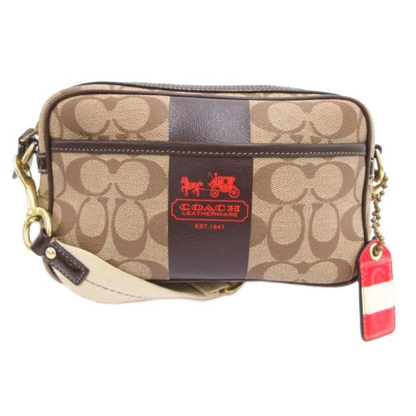 コーチ COACH 11355 ショルダーバッグ キャンバス シグネチャー ロゴ ベージュ 茶 ブラ...