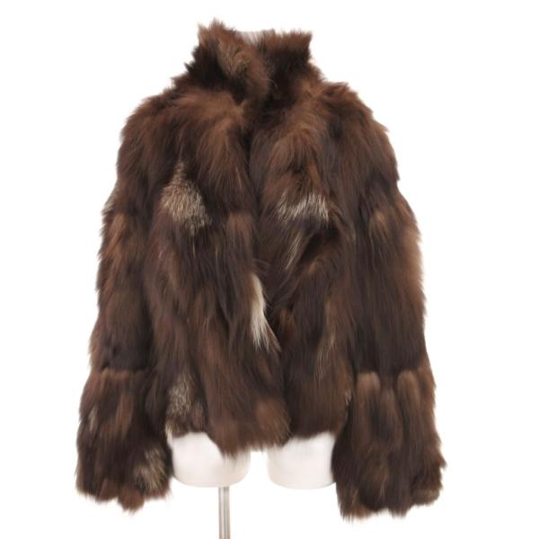 ノーブランド フォックスファーコート ショート丈 38 茶 ブラウン /JS ■GY18 レディース