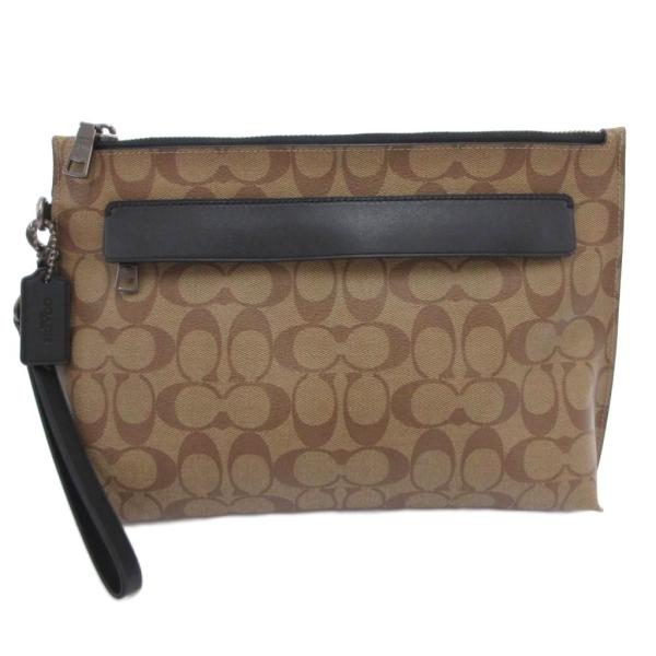 コーチ COACH F29508 クラッチバッグ セカンドバッグ PVC シグネチャー ベージュ 茶...