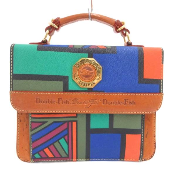 ダブルフィッシュ Double Fish ハンドバッグ レザー PVC 切替 ロゴ刻印 /JS ■G...