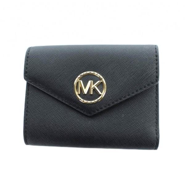 マイケルコース MICHAEL KORS 三つ折り財布 ウォレット ロゴ レザー 黒 ブラック ■G...