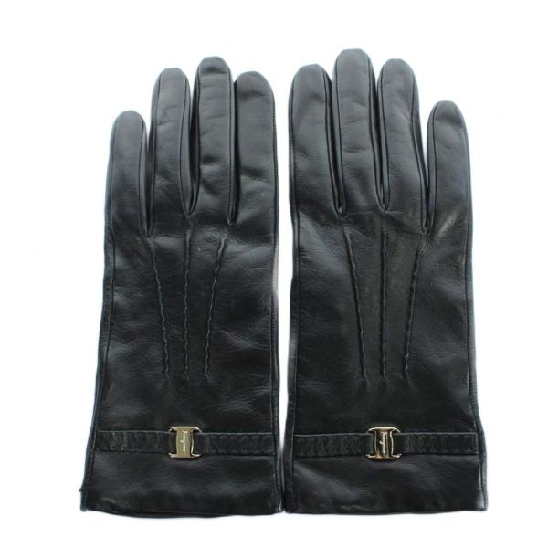 サルヴァトーレフェラガモ Salvatore Ferragamo 手袋 グローブ レザー ロゴ ヴァ...