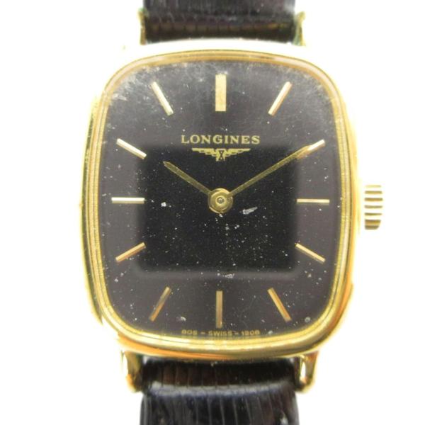 ロンジン LONGINES 20201313 腕時計 ウォッチ 手巻き レザーベルト 黒文字盤 ゴー...