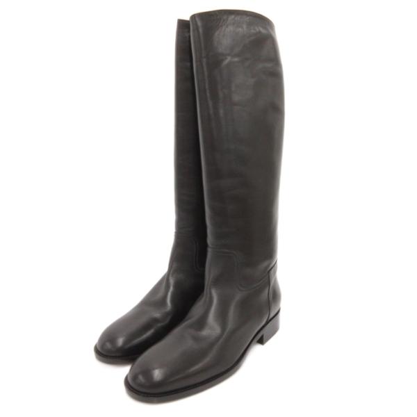 ヒロフ HIROFU ロングブーツ レザー 本革 24cm 黒 ブラック /JS ■GY18 レディ...