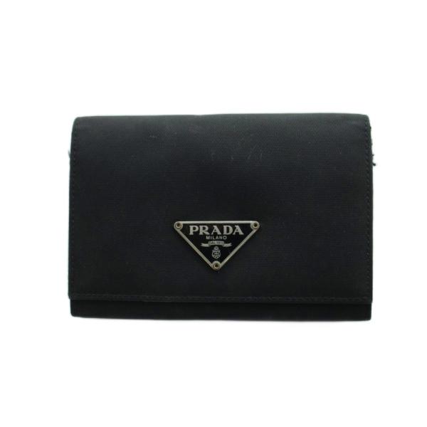 プラダ PRADA 小銭入れ コインケース  ウォレット ロゴ 三角プレート 黒 ブラック ■GY1...