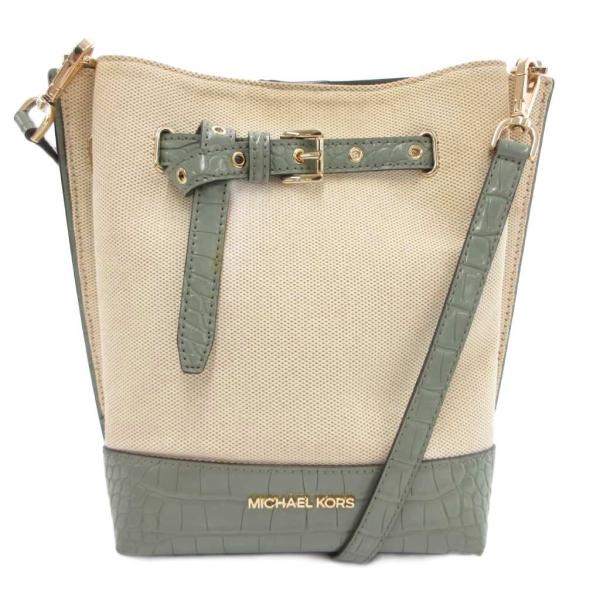 マイケルコース MICHAEL KORS ショルダーバッグ キャンバス クロコ型押し 白 ホワイト ...