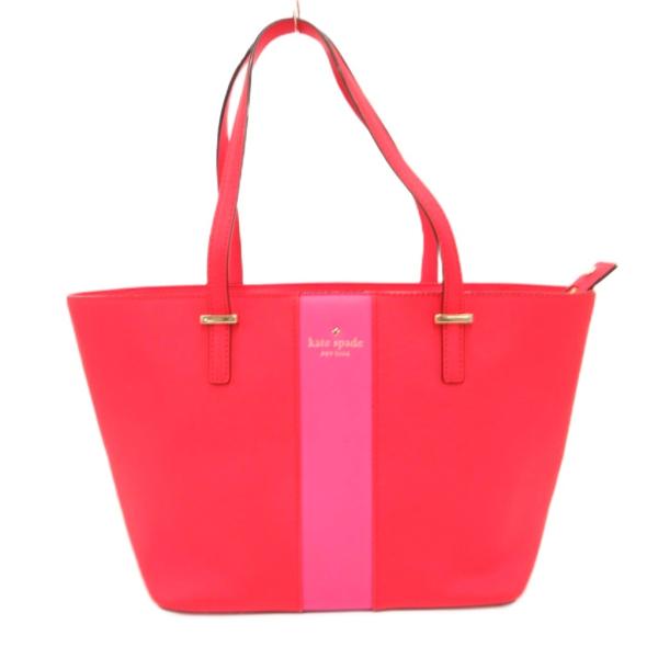 ケイトスペード KATE SPADE ハンドバッグ トート レザー 牛革 ライン 赤 レッド /JS...
