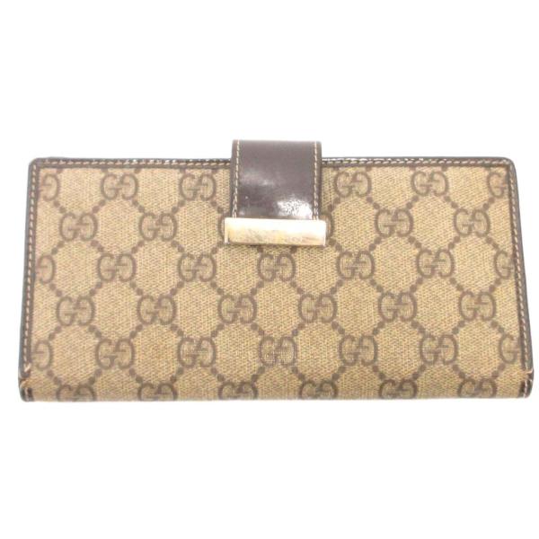 グッチ GUCCI 二つ折り長財布 ウォレット GGスプリーム PVC レザー 革 グレー 2120...
