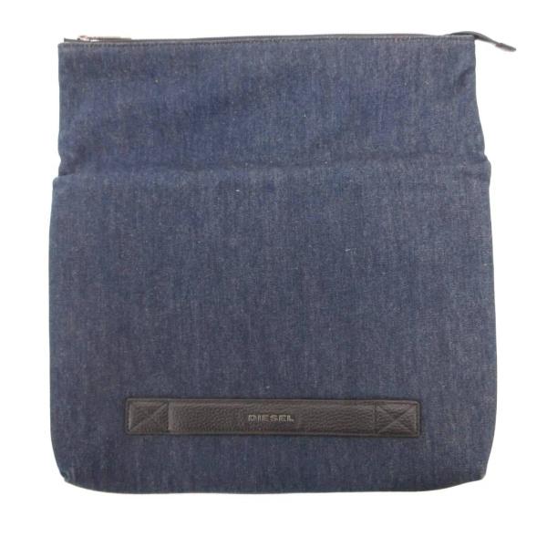 ディーゼル DIESEL クラッチバッグ デニム生地 レザー切替 革 ロゴ インディゴブルー /JS...