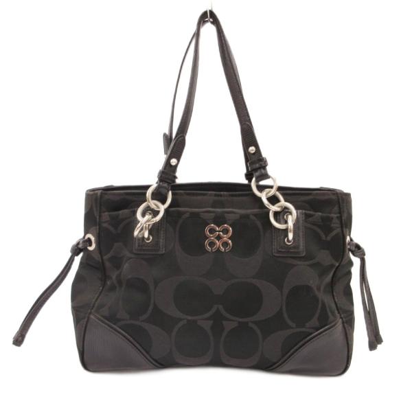コーチ COACH 16475 シグネチャー トートバッグ キャンバス レザー 黒 ブラック /JS...