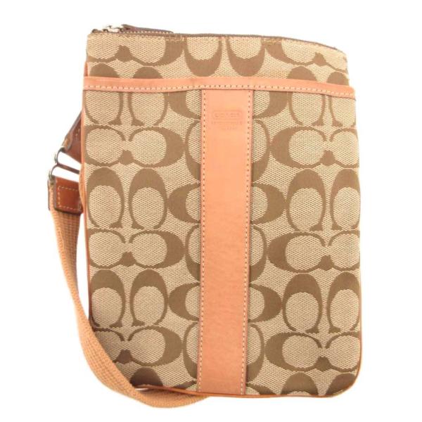 コーチ COACH ショルダーバッグ シグネチャー キャンバス レザー 革 茶 ブラウン ベージュ ...