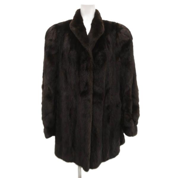 ブラックグラマ BLACKGLAMA ダークミンク ファー コート 毛皮 ミドル丈 F 茶 ブラウン...