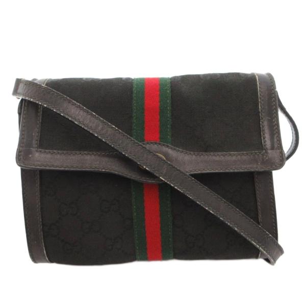 グッチ GUCCI ヴィンテージ ショルダーバッグ クロスボディ ジャガード GG柄 レザー シェリ...