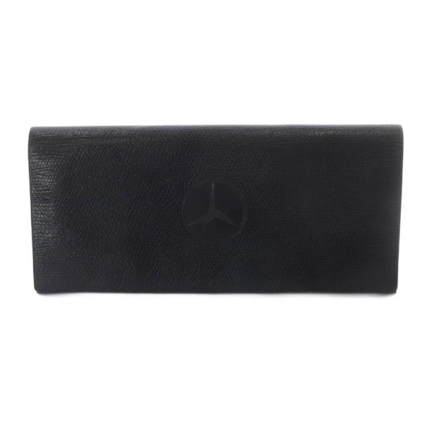メルセデスベンツ Mercedes Benz 長財布 小銭入れなし レザー 型押しロゴ 黒 ブラック...