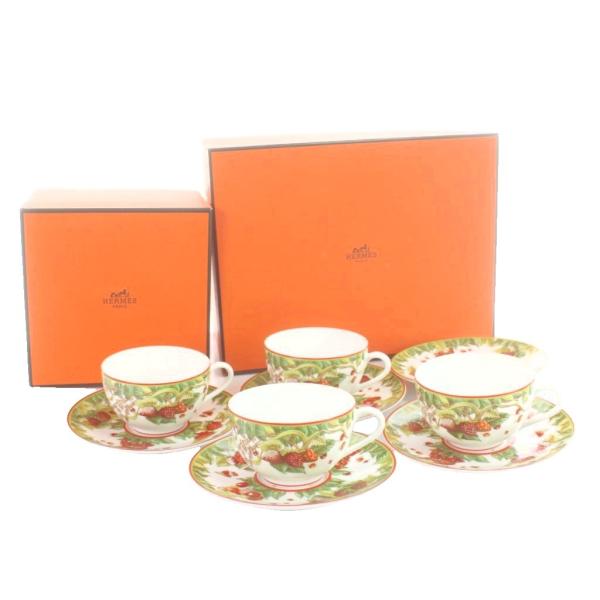 エルメス HERMES ピタゴラス カップ＆ソーサー 5セット 食器 花柄 箱付き 白 ホワイト /...