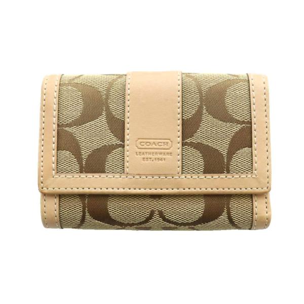 コーチ COACH シグネチャー三つ折り財布 キャンバス レザー ベージュ /SS ■OS ■GY1...
