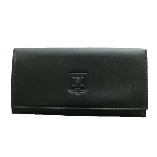 セリーヌ CELINE トリオンフ 二つ折り長財布 レザー 黒 ブラック /SS ■OS ■OH ■...