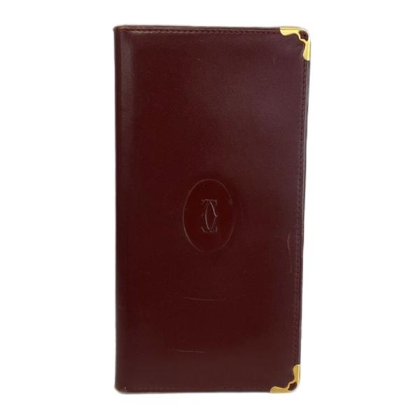 カルティエ Cartier マストライン 長財布 お札入れ 二つ折り レザー ドゥーブルC ロゴ 型...
