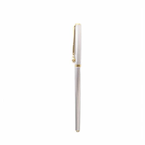 ミキモト MIKIMOTO ボールペン シルバー色 網目模様 ゴールドアクセント ロゴ /RI ■O...