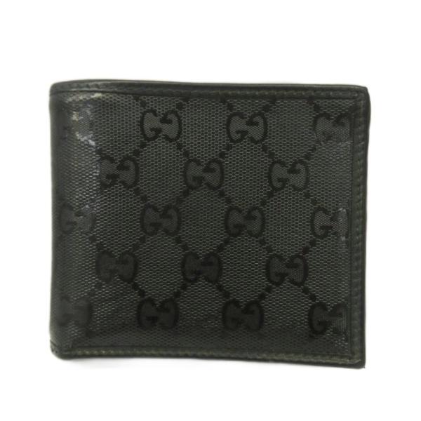 グッチ GUCCI GGインプリメ 財布 二つ折り PVC レザー 総柄 黒 ブラック /XZ ■G...