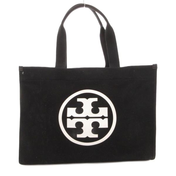 トリーバーチ TORY BURCH トートバッグ 手提げ ロゴ プリント バイカラー 黒 ブラック ...