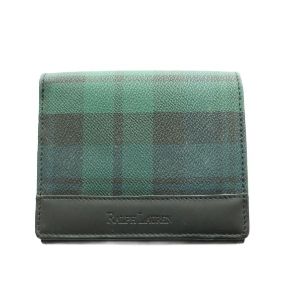 ラルフローレン RALPH LAUREN 二つ折り財布 レザー PVC マルチカラー 黒 ブラック ...