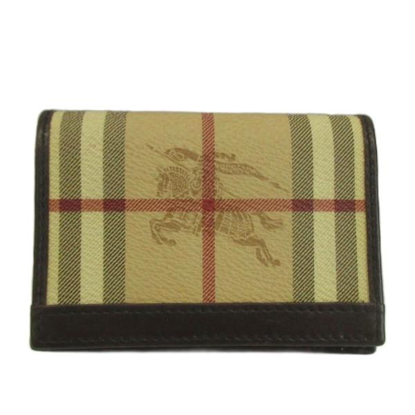 バーバリー BURBERRY カードケース 名刺入れ 二つ折り PVC レザー ノバチェック ロゴ ...