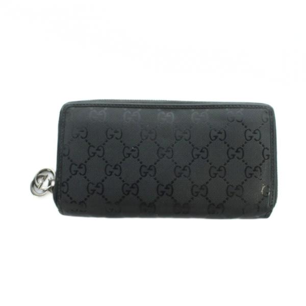 グッチ GUCCI 212110 496334 長財布 ウォレット ロゴ キャンバス 黒 ブラック ...