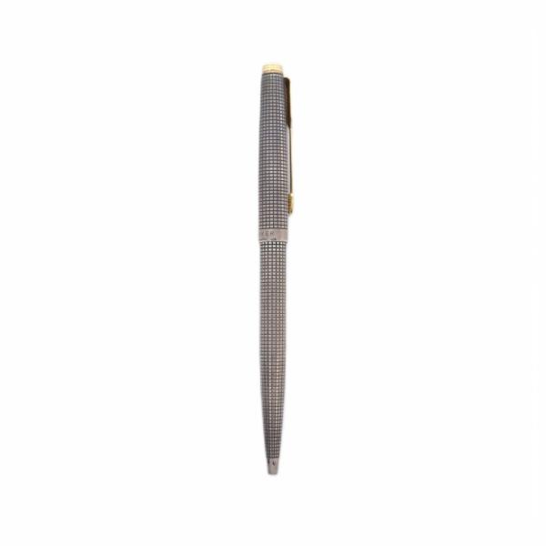 パーカー parker 文房具 ボールペン 青インク シルバー色 グリッド柄 ロゴ /RI ■OS ...