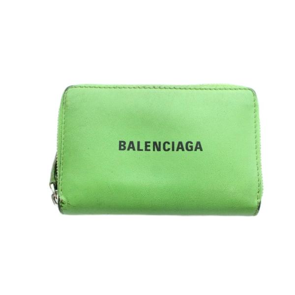 バレンシアガ BALENCIAGA キャッシュ 小銭入れ コインケース レザー ロゴ 緑 グリーン ...