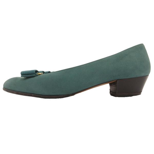 サルヴァトーレフェラガモ Salvatore Ferragamo グログランリボン スエード パンプ...