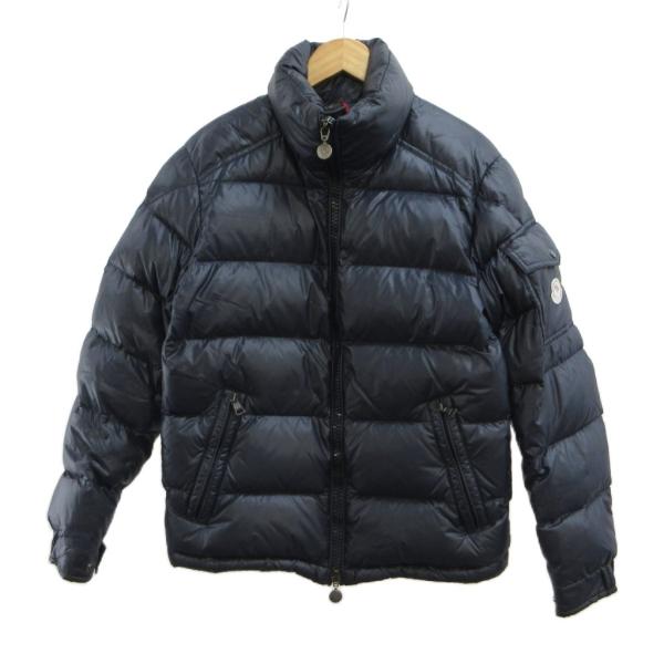 モンクレール MONCLER ダウンジャケット アウター 上着 0 ネイビー 紺 無地 スタンドカラ...