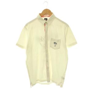 ステューシー STUSSY ポロシャツ シャツ前開き ロゴ スカル L 白 マルチカラー /CX ■GY11 メンズ