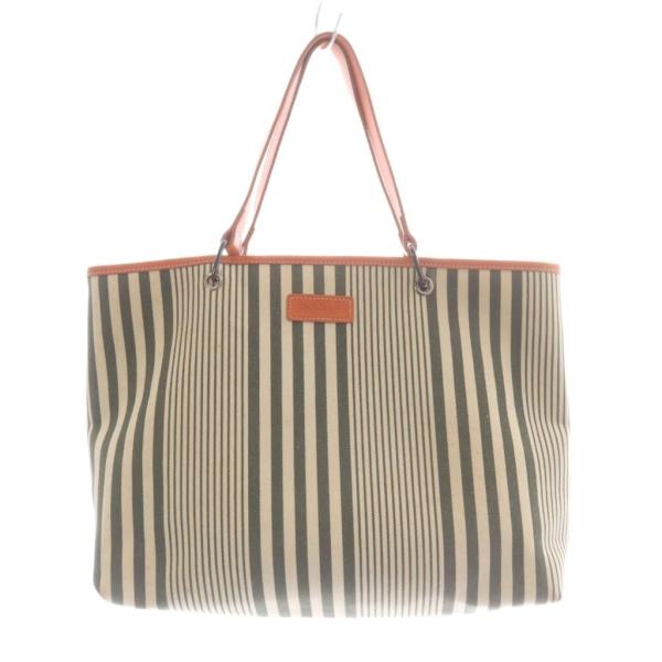 ロンシャン LONGCHAMP トートバッグ ストライプ オレンジ 緑 グリーン /SR ■GY18...