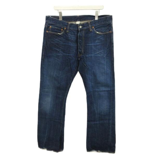 RRL デニムパンツ ジーンズ ストレート セルビッジ 裾ダメージ加工 ボタンフライ W36 XL-...