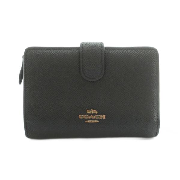コーチ COACH 財布 二つ折り 小銭入れ レザー 黒 ブラック /MI ■GY18 レディース