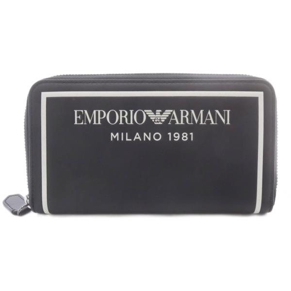 エンポリオアルマーニ EMPORIO ARMANI 長財布 小銭入れあり レザー ロゴ 黒 ブラック...
